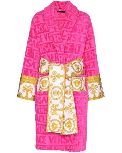 orange versace robe|Versace hot pink robe.